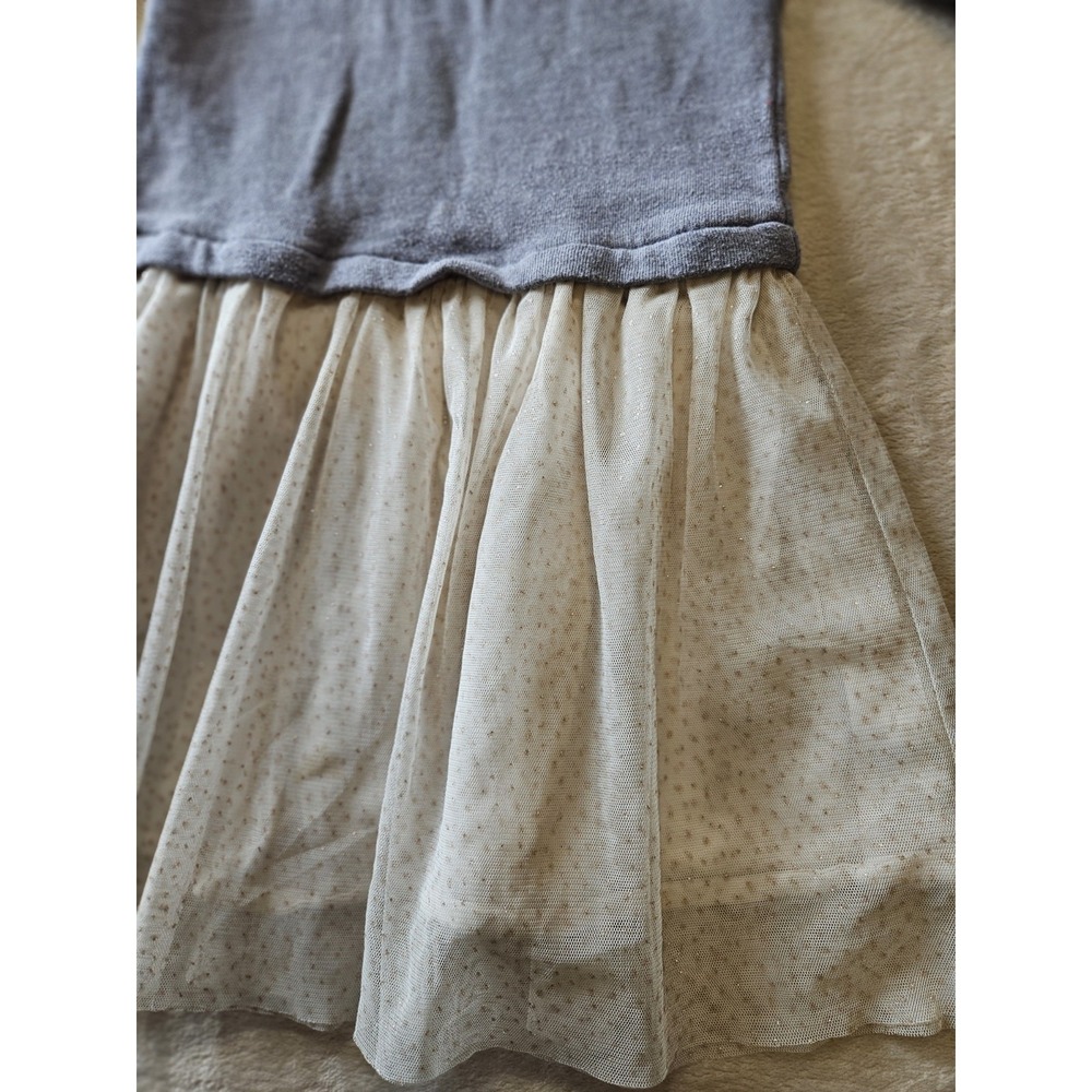Baby Gap Toddler Girl Dress 4T Gray Long‎ Sleeve Sweater Top Cream Tulle - Picture 7 of 11